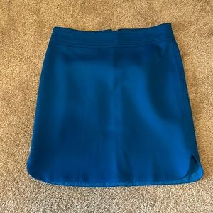 Ann Taylor brand, blue mini/pencil skirt with zipper (fake pockets).